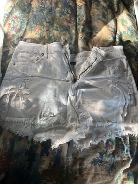 American Eagle Outfitters White Distressed Denim Cutoff Shorts